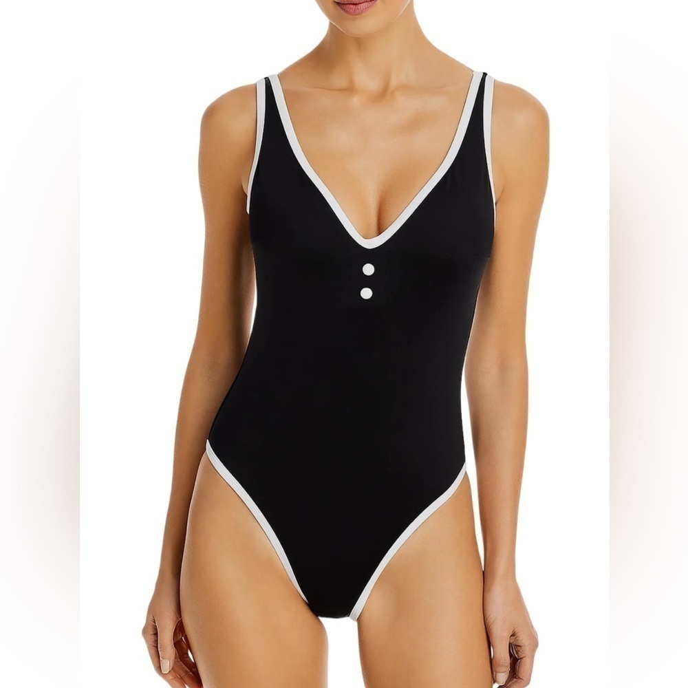 Aqua 1/4 Placket Light Support One Piece Swimsuit Size M NWT